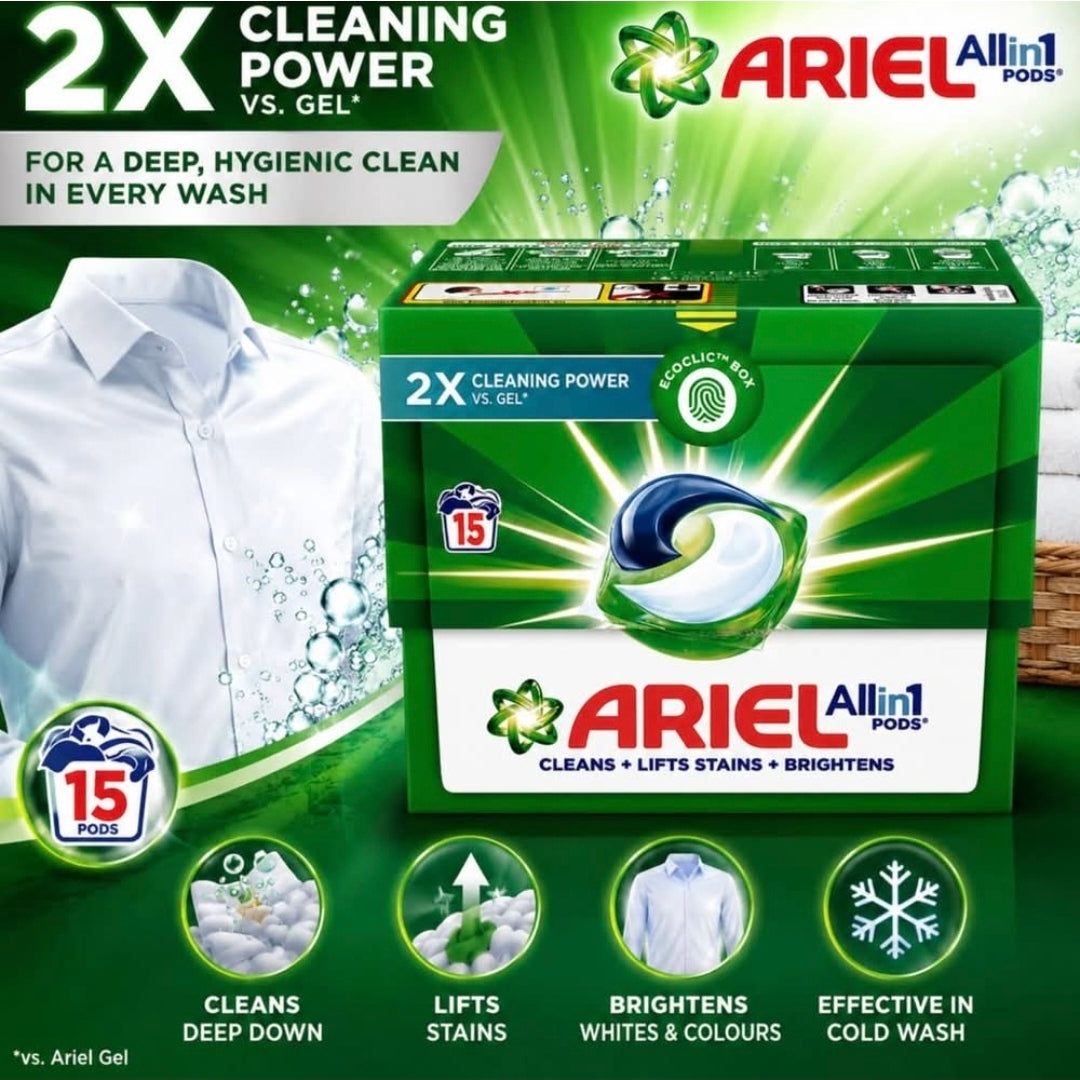 Ariel All in 1 Pods Original Scent Liquid Detergent Capsules, 15 Pods