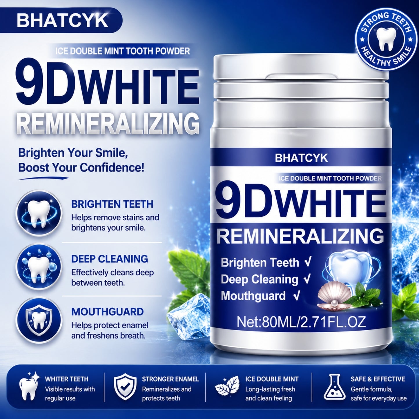 9D whitening dental powder 80ml