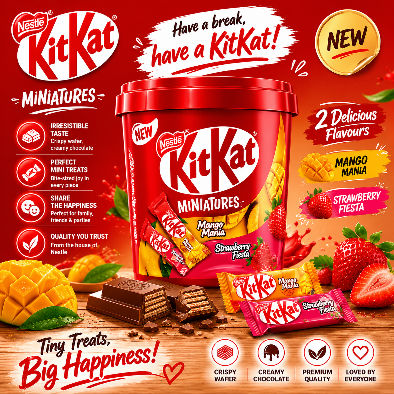 Nestle KitKat Miniatures Mango Mania & Strawberry Fiesta 74.9 g