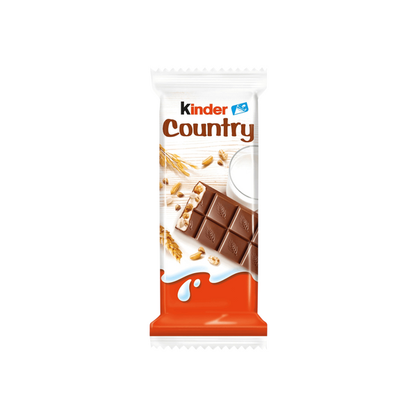Kinder Country Milk Chocolate Bar With Milly Filling and Cereals, 23.5g