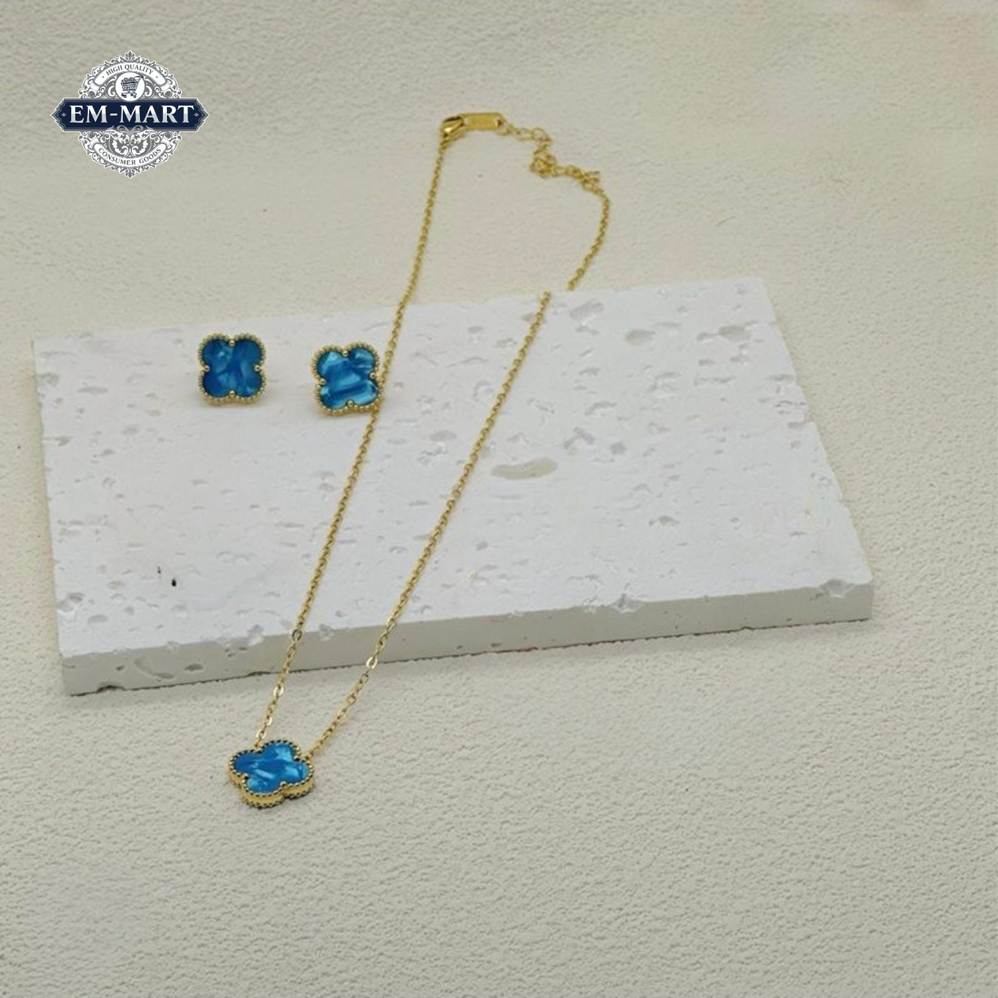 Blue chain earring set