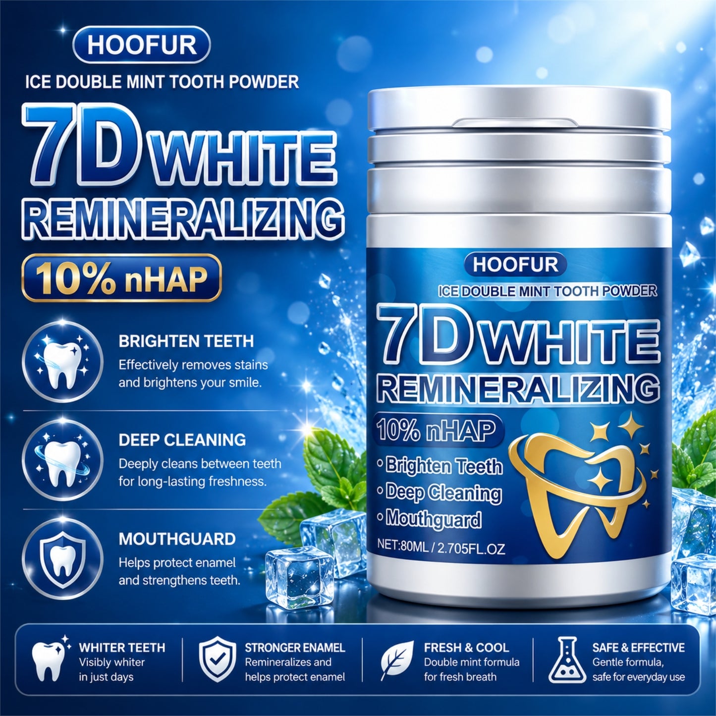 7D whitening dental powder 80ml