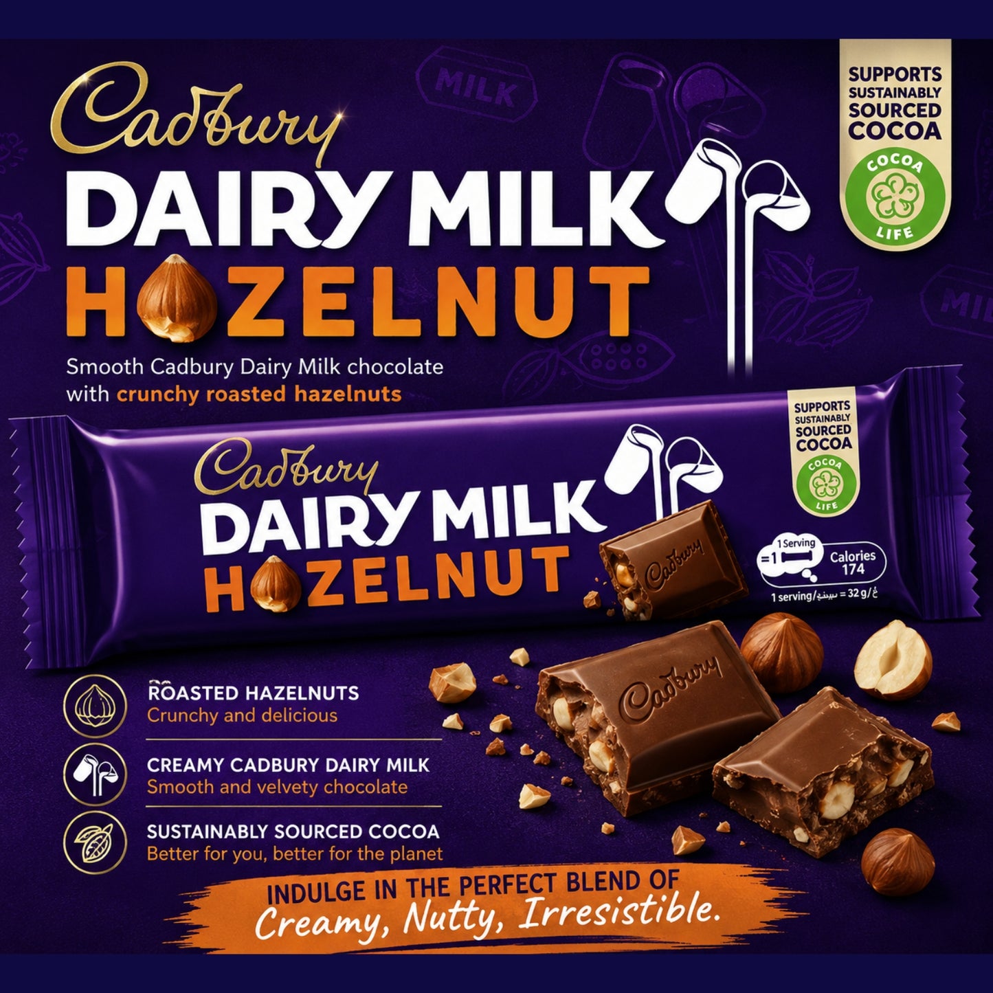 Cadbury Dairy Milk Hazelnut Chocolate Bar, 32g