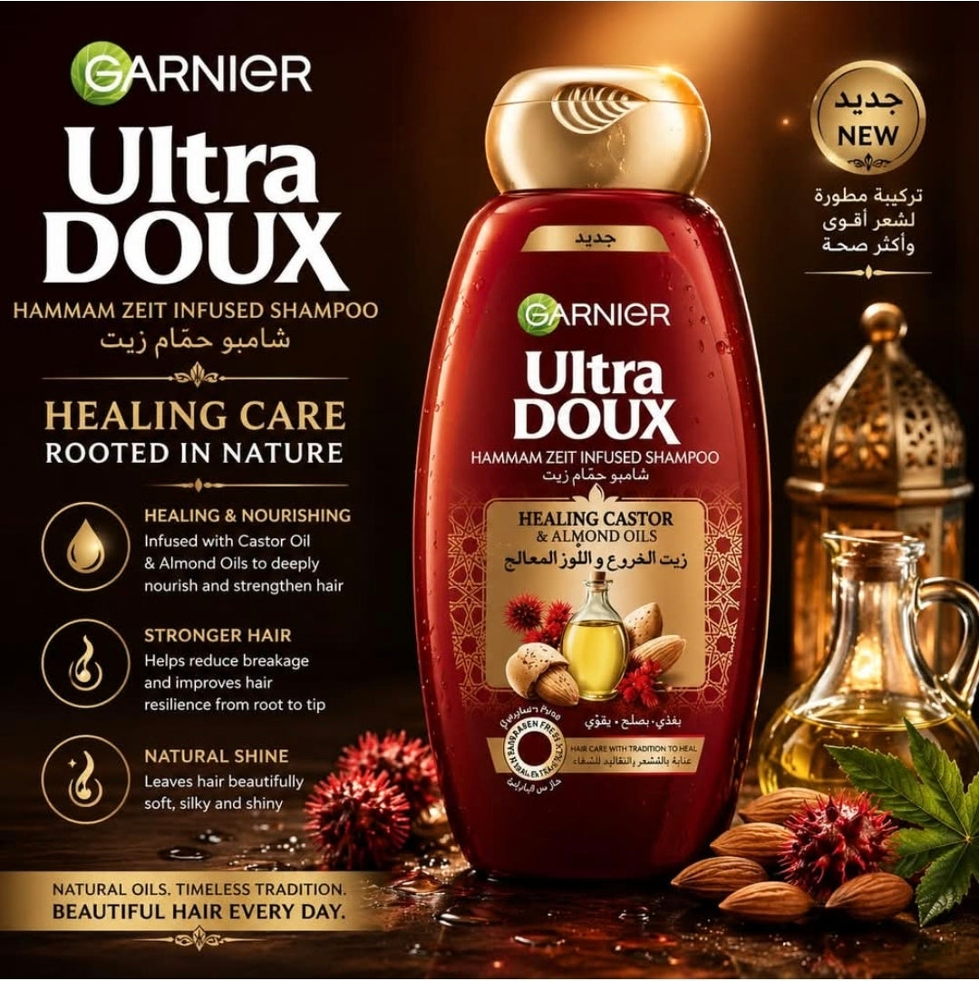 GARNIER ULTRA DOUX CASTOR OIL SHAMPOO 400ML