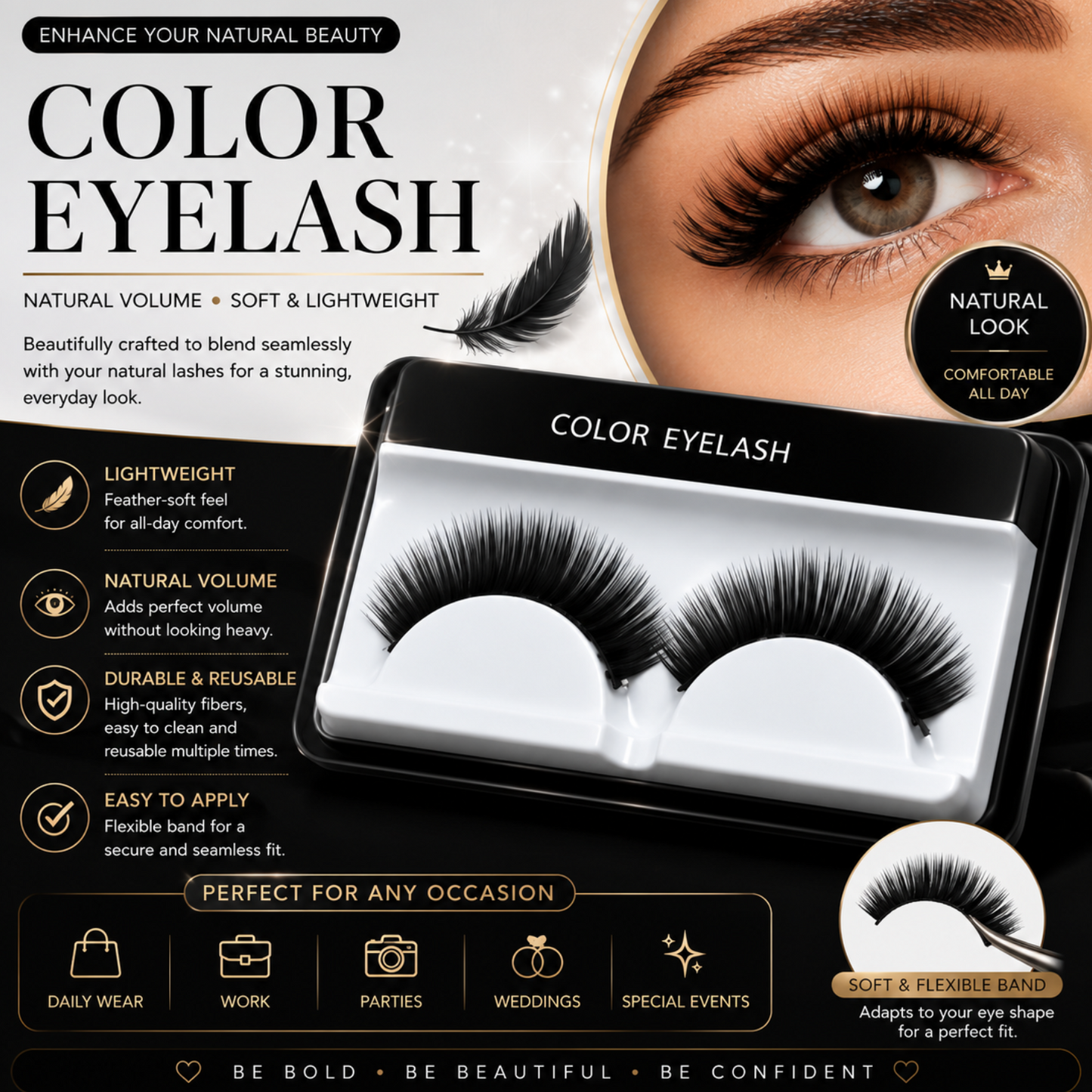 Eyelash black thick pair