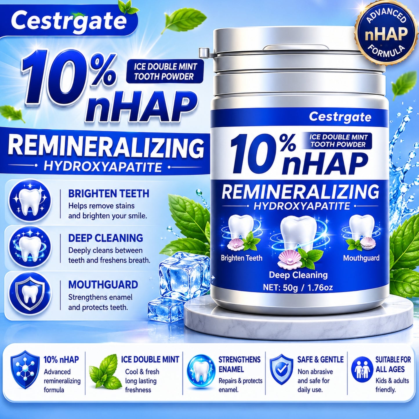 10D whitening dental powder 50ml